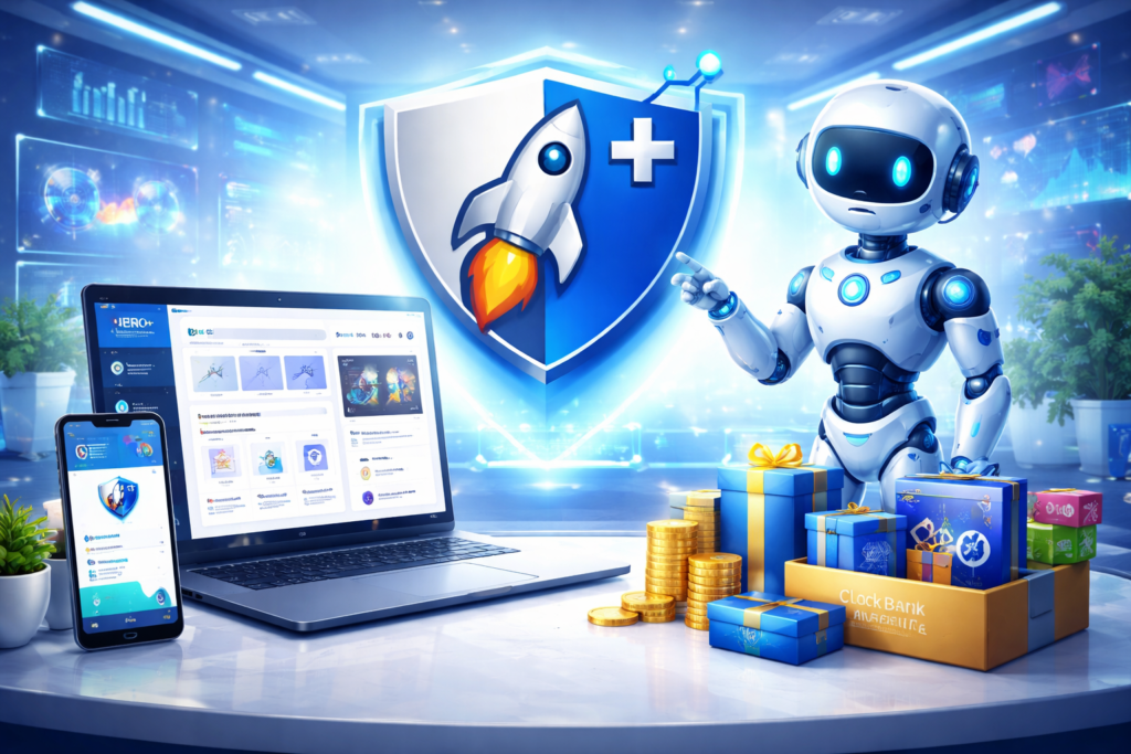 HERO+ official website dashboard showing AI affiliate marketing system tools and training interface